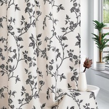 MitoVilla Extra Long Shower Curtain Set 72 x 84 Cotton Floral Cottagecore Spring