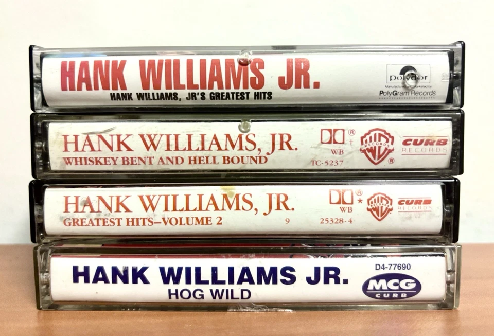 Lot of 4 Hank Williams JR. Cassette Tape Greatest Hits, Hog Wild, Whiskey Bent — 第 2/4 张图片