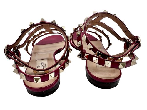 Valentino Garavani Rockstud Sandalias Zapatos Cuero Tachonado Zapatos Planos Tirantes - Imagen 3 de 9