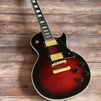 In Stock Black Red electric guitar Stainless Frets 6 strings free shipping