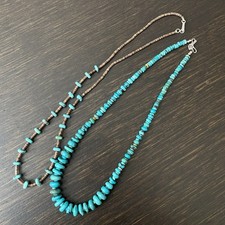 Heishi Necklaces w Turquoise Beads  Sterling Silver Clasp Per Testing Of 2