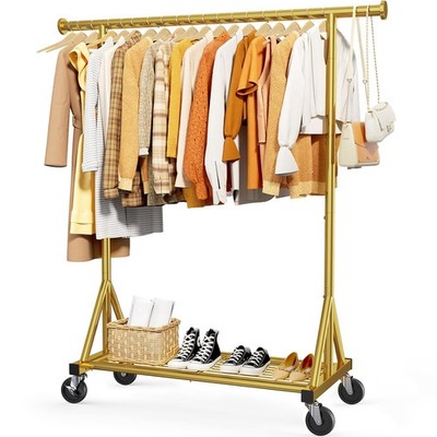 Sakugi Heavy Duty Stainless Steel Rolling Clothes Rack Mesh Shelf Lockable