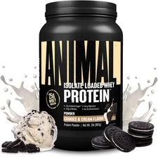Animal Whey Isolate Protein Powder Cookies & Cream 2 lbs 25g Protein Build