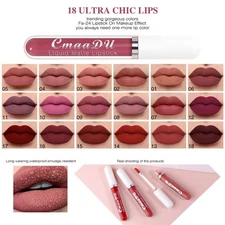 Waterproof Velvet Matte Lip Gloss 18 Colors Long Lasting Nonstick Formula 25ml