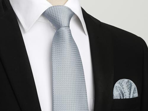 Mens Solid Ties Formal Business 8.5cm / 3.4 inches in Width J-silver Grey - Bild 4 von 6