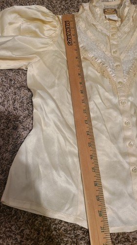 Gunne Sax Blouse Jessicas Gunnies Satin Hippie Boho Victorian Cottagecore Sz 11 - Picture 11 of 13