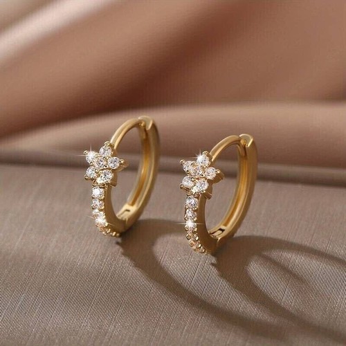 Hoop Women Earrings 925 Sterling Silver 1.80Ct Round Lab-created Diamond