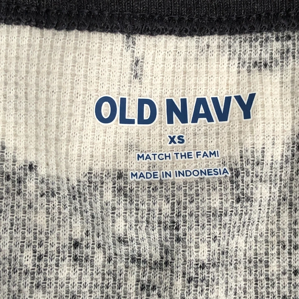 ANTIGUO AZUL MARINO Gris Blanco Invierno Gráfico Térmico Pijama Camisa Pantalón Conjunto XS Foto 4 de 4