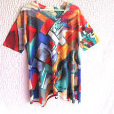 Art To Wear Tunic Top Womens Size M Made USA Colorful Pullover Shirt ET LOIS