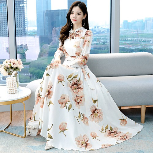 Womens Floral Print Long Sleeves Big 