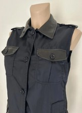 PRADA Original Vest gilet Jacket Leather Insert Dark Blue Black No Belt Size M-L