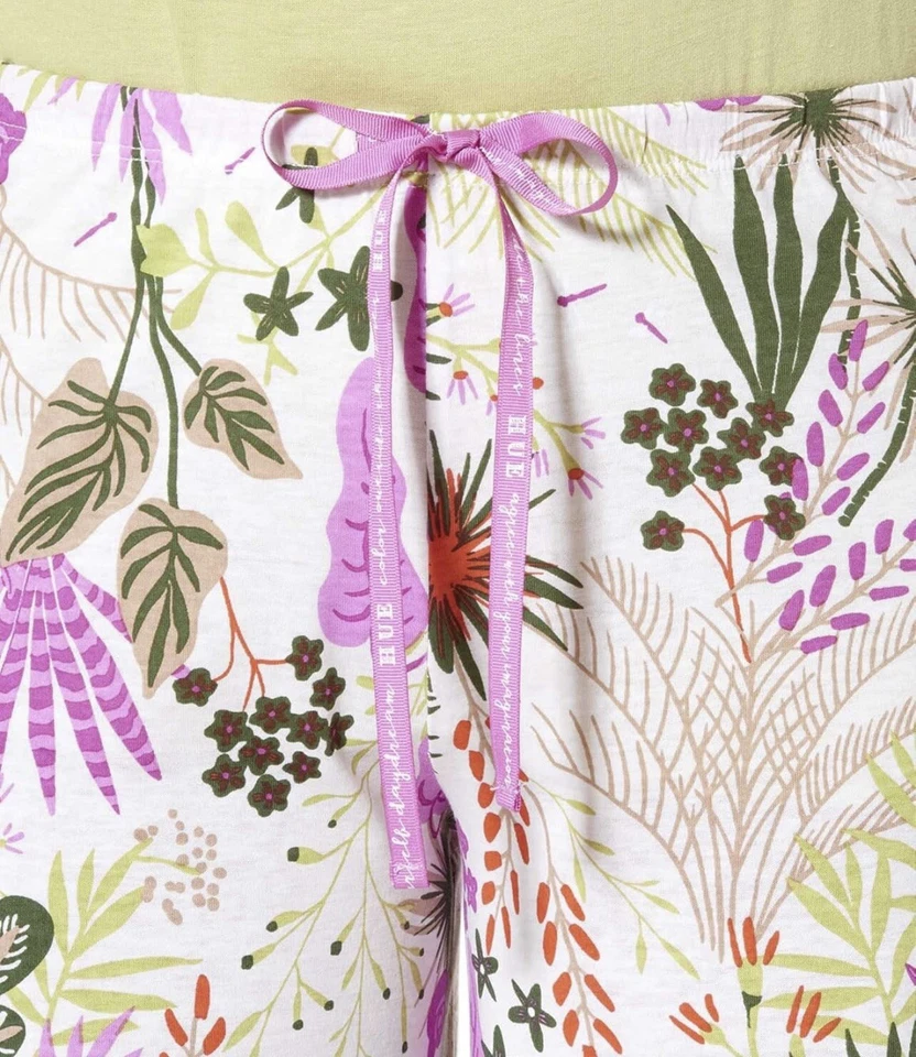 Pantalón de dormir para mujer Tono con cordón Rosebud-Floral Fantasía Off White talla pequeña Foto 3 de 3