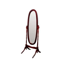 59 Brown Cherry Oval Framed Cheval Standing Mirror