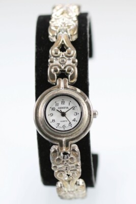 Geneva Watch Women Stainless Steel Silver Water Resistant Battery White Quartz