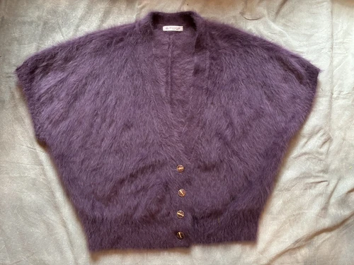 Vintage Angora Blend JEONG HEE Fuzzy Purple Sleeveless Sweater / Vest Nice!
