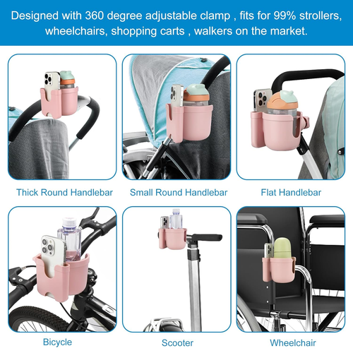 Stroller Cup Holder with Phone Holder, Bike Cup Holder, Universal Cup Holder for - Picture 8 of 15