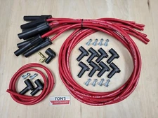 Ton's 180* Red 8mm Silicone Spark Plug Wires Universal Chevy GM HEI distributor