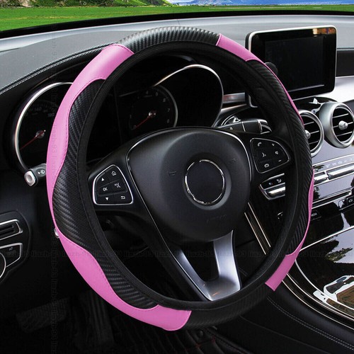 Car Steering Wheel Cover Carbon Fiber PU Leather Universal Anti Slip Accessories - Bild 12 von 18