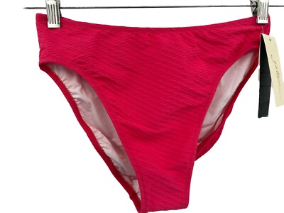 Profile By Gottex Coral Pink High Cut Bikini Bottom Barbiecore Textured Size 8