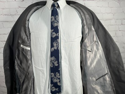 KENNETH COLE Mens Gray Pinstripe ATHLETIC FIT Sport Coat Blazer