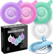 Tolkium Drain Hair Catcher 5pk Pull Tab Suction Cup Easy to Clean
