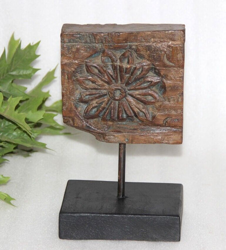 Antique Wooden Floral Carving Panel Plaque Original Old Hand Carved 
