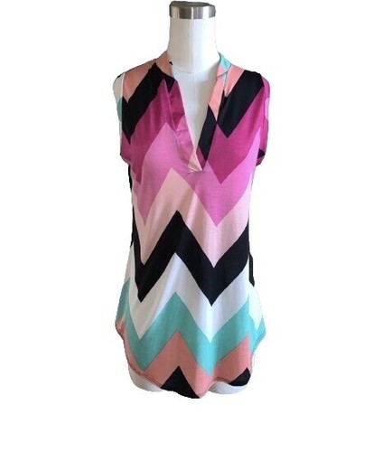 B Wear Embellish Chevron Tank Top Sz L Sparkly Multicolor