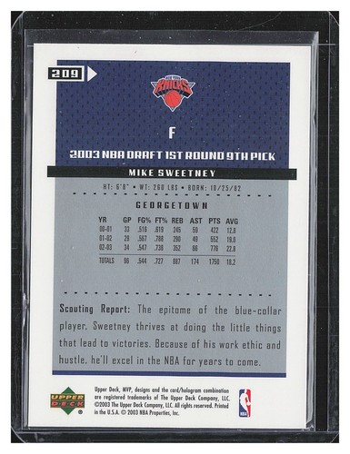 2003-04 Upper Deck MVP #209 Mike Sweetney RC - Picture 2 of 2