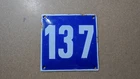 Vintage Enamel Sign Number 137 Blue House Door Street Plate Metal Porcelain Tin