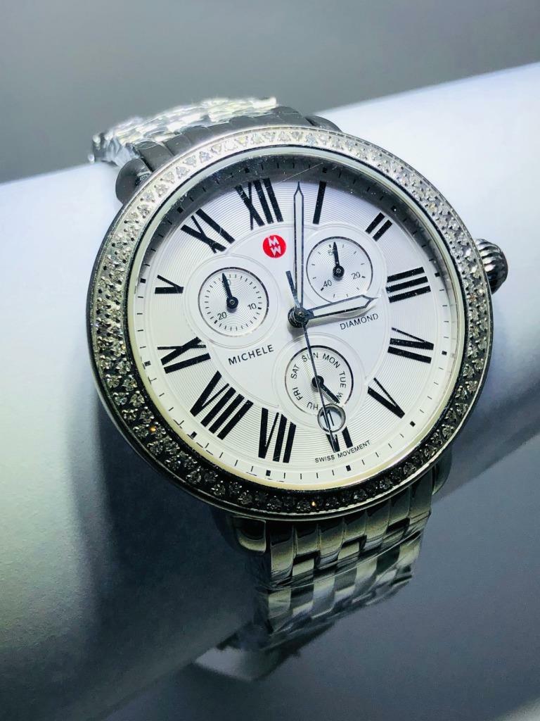 MICHELE Diamond Dial Round Face Chronograph 0.60ct Ladies