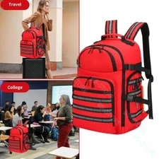 Red Large First Aid Backpack - EMT Bag for Emergency, Hiking