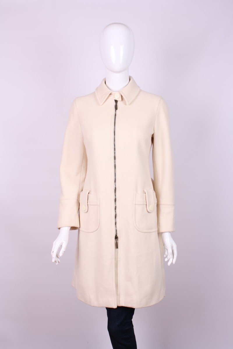 Max &Co Max Mara Wool Coat Belted Full Zip Ivory Womens size