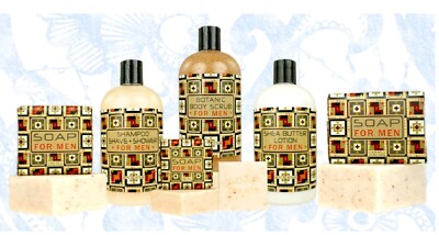 Greenwich Bay Trading Company Mens Lotion, Body Scrub, Shampoo 3 in 1, and Soaps