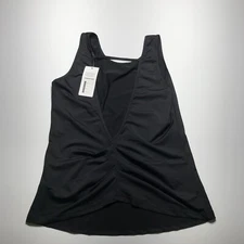 Coo Run Active Top Womens Size Medium Black Deep V Back Fitness Athletic NWOT
