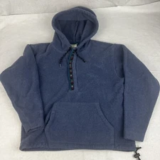 L.L. Bean VTG Women M Hooded Fleece 1/2 Zip Jacket Coat Made USA Purple/blue 80s