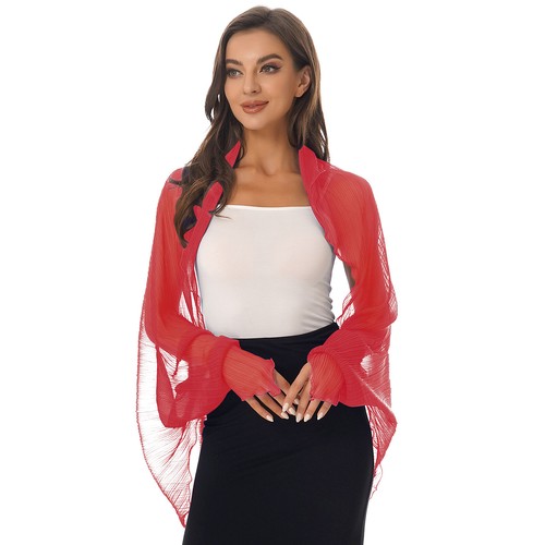 UK Women's Chiffon Cardigan Bolero Lightweight Solid Sexy Cropped Tops Cover Up - Picture 138 of 177