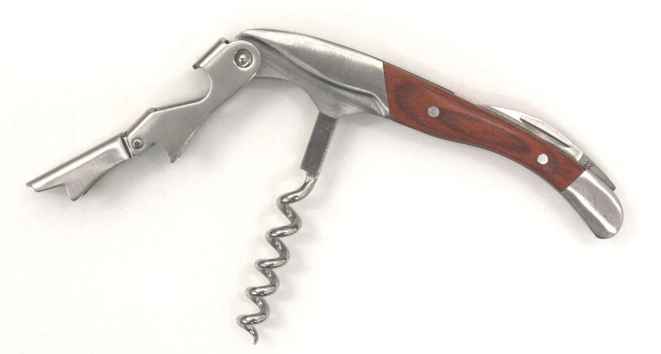 2 Abridores, Sacacorchos Abridor de Botellas de Vino Camareros Llave Doble Bisagra, Cortador de Lámina Foto 3 de 3