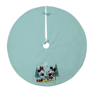 Disney Mickey and Minnie 48in Round Minty Green Christmas Tree Skirt NEW