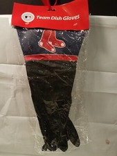 Boston Red Sox Team Dish Rubber Gloves MLB Baseball NWT Black Kitchen Pair