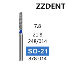 100 PCS SO-21 878-014 Torpedo Cylinder Medium Grit FG Dental Diamond Burs