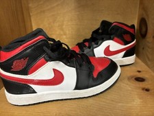 Nike Air Jordan 1 Mid GS AJ1 Gym Red Black Toe Kids Youth Casual Shoe Size 1