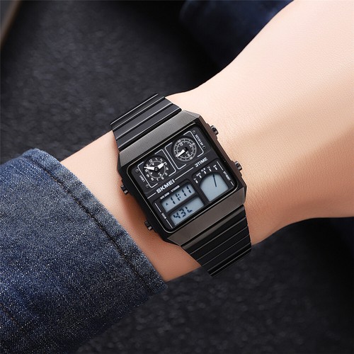 SKMEI Herren Elektronische Uhr LED Digitaluhr Jungen Mode Quadrat Quarzuhren - Bild 11 von 28