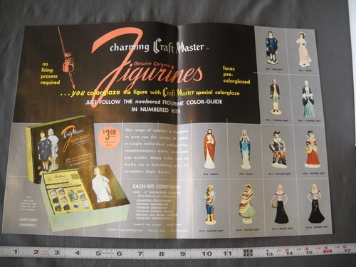 VTG PALMER PANN PAINT BY NUMBERS FIGURINE "PINKIE" STATUE CERAMIC UNUSED SET MCM - Picture 7 of 8