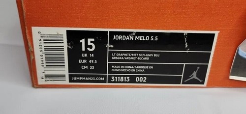 Vintage Air Jordan Basketball Shoe SZ 15 5.5 2005 NIKE BLUE Carmelo 311813-002 - Picture 5 of 8