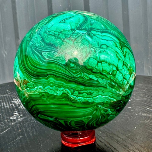 4.4LB Rare Natural Malachite Quartz Hand Carved Sphere Crystal Healing - Picture 8 of 14