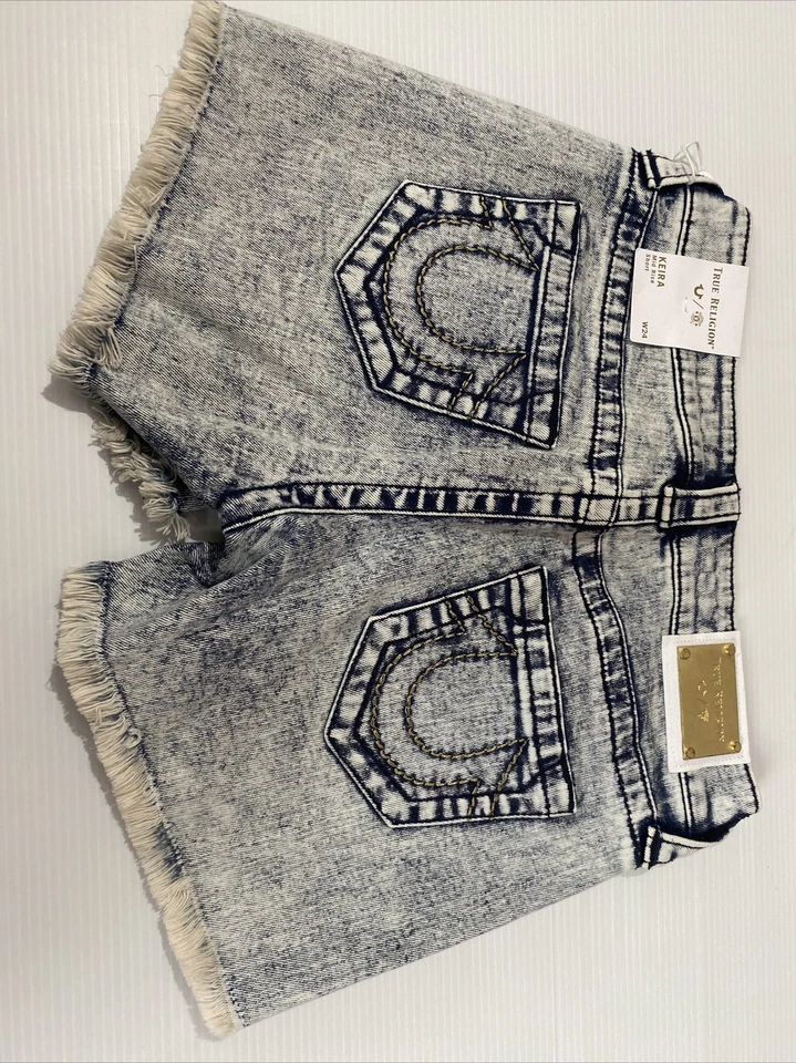 True Religion Jean Shorts Mid Rise Keira Shore Break W24 RRP £119 - Image 3 of 4