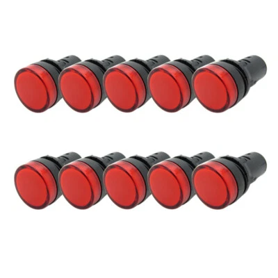 10 x Red 22mm 220V LED Indicator Light Power Signal Lamp Bulk AD16-22D/S Round - Image 1 of 4
