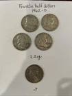 4-1962 D, 1-1962 P Ben Franklin Half Dollar 2.2 Oz Silver Lot of 5