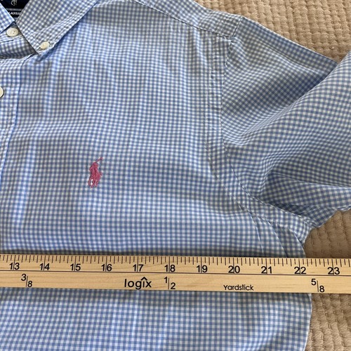 Polo Ralph Lauren uomo blu medio Gingham check vestibilità classica manica corta - Foto 10 di 11