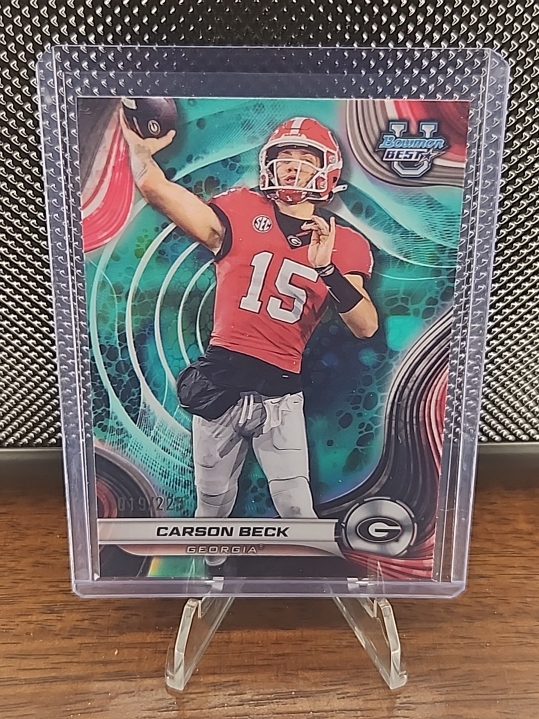 2024 Bowman Best U Carson Beck Aqua Refractor #/225 Bulldogs